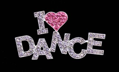 I LOVE DANCE RHINESTONE PIN